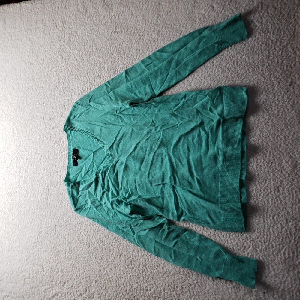 Alex Marie Sweater Womens Large Green V Neck Long Sleeve Cashmere Knit Pullover